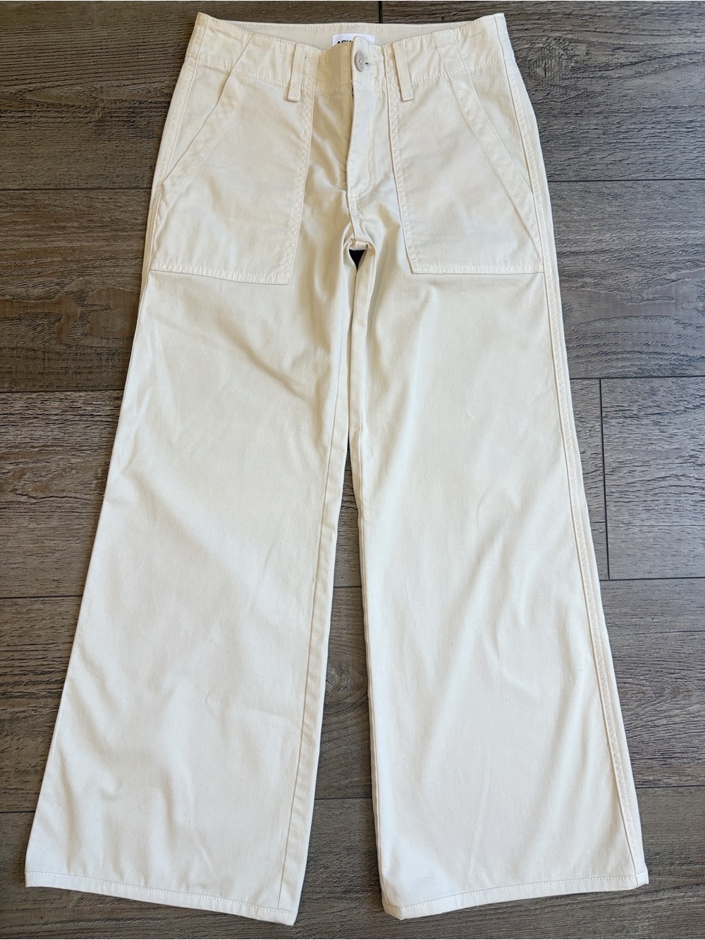 ASKK NY Denim Boma Jean in Twill Low Rise Wide Leg Fit w Front Cargo Pockets